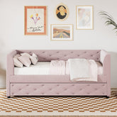 Bellemave® Twin Size Upholstered Velvet Tufted Daybed with Trundle - Bellemave